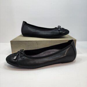 Vionic Women's Minna Ballet Flat Size 9 Cap Toe Black Leather